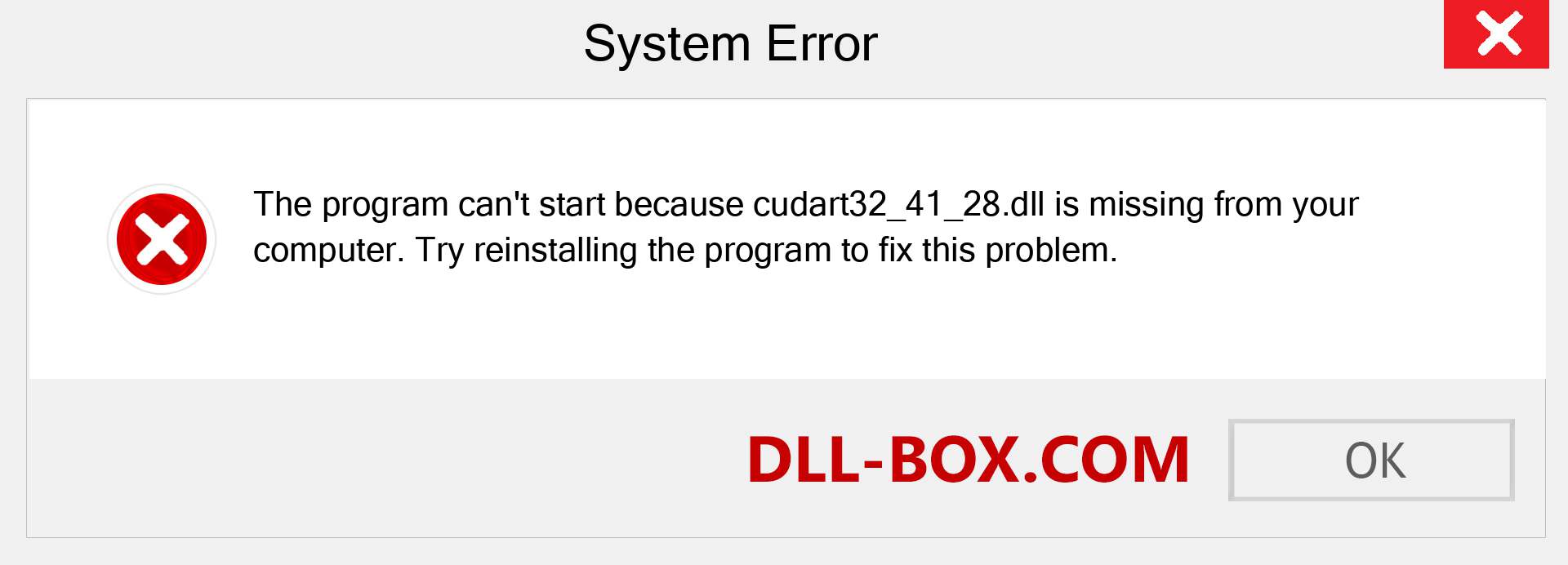  cudart32_41_28.dll file is missing?. Download for Windows 7, 8, 10 - Fix  cudart32_41_28 dll Missing Error on Windows, photos, images