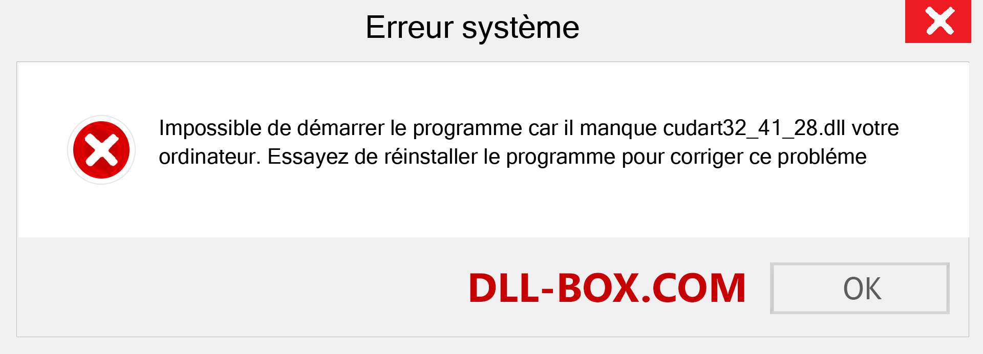 Le fichier cudart32_41_28.dll est manquant ?. Télécharger pour Windows 7, 8, 10 - Correction de l'erreur manquante cudart32_41_28 dll sur Windows, photos, images